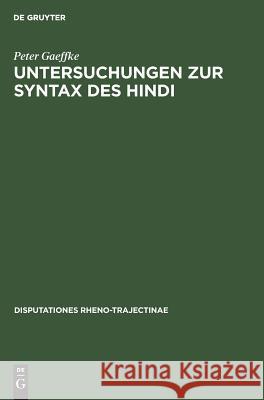 Untersuchungen zur Syntax des Hindi Peter Gaeffke 9783111050706 Walter de Gruyter - książka