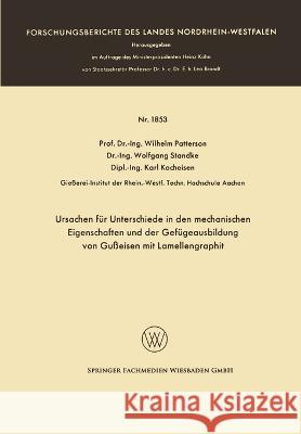 Ursachen für Unterschiede in den mechanischen Eigenschaften und der Gefügeausbildung von Gußeisen mit Lamellengraphit Patterson, Wilhelm 9783663065906 Vs Verlag Fur Sozialwissenschaften - książka