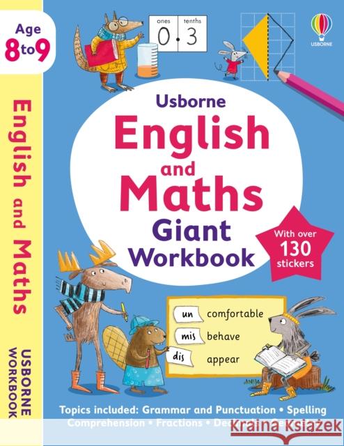 Usborne English and Maths Giant Workbook 8-9 Various 9781805310013 Usborne Publishing Ltd - książka