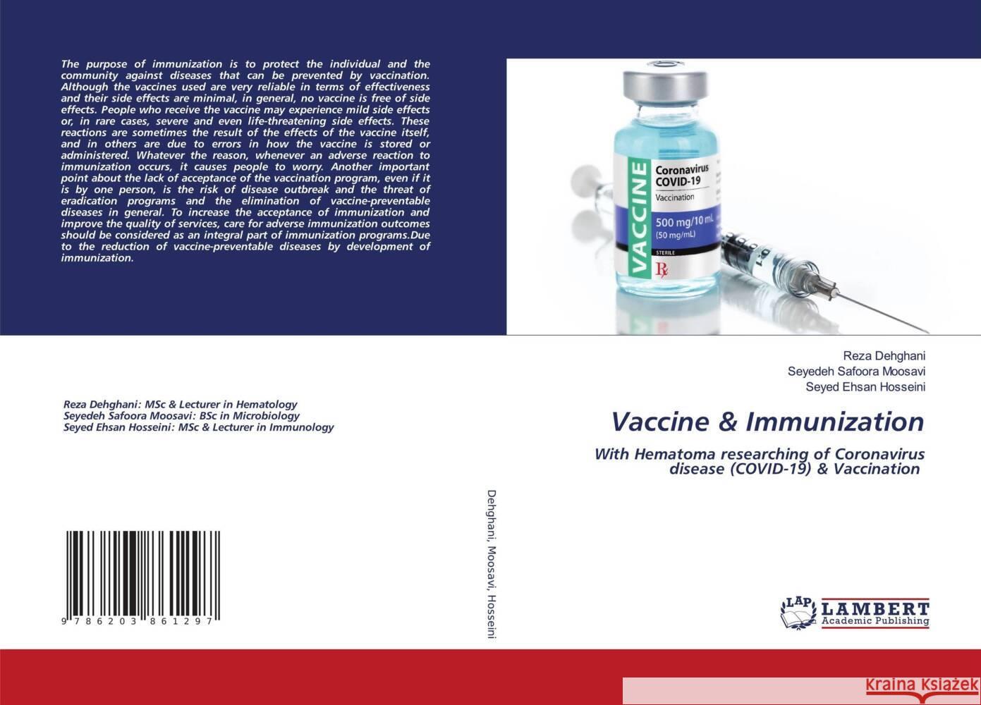 Vaccine & Immunization Dehghani, Reza, Moosavi, Seyedeh Safoora, Hosseini, Seyed Ehsan 9786203861297 LAP Lambert Academic Publishing - książka