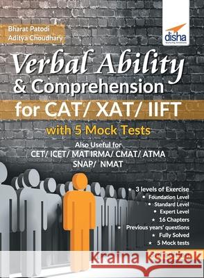 Verbal Ability & Comprehension for CAT/ XAT/ IIFT with 5 Mock Tests 3rd Edition Bharat Patodi Aditya Choudhary 9789388026956 Disha Publication - książka