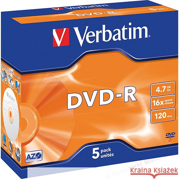 VERBATIM DVD-R AZO 4.7GB 16x 5er JewelCase  0023942435198 Zeitfracht Elektronik - książka