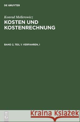 Verfahren, I Konrad Mellerowicz 9783111070667 De Gruyter - książka