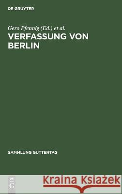 Verfassung von Berlin Gero Pfennig, Wolfgang Härth 9783110069327 De Gruyter - książka