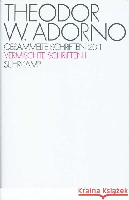 Vermischte Schriften, 2 Tle. Adorno, Theodor W. Tiedemann, Rolf  9783518578100 Suhrkamp - książka