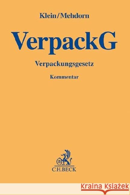 Verpackungsgesetz Klein, Matthias, Mehdorn, Ilka D. 9783406745591 Beck Juristischer Verlag - książka