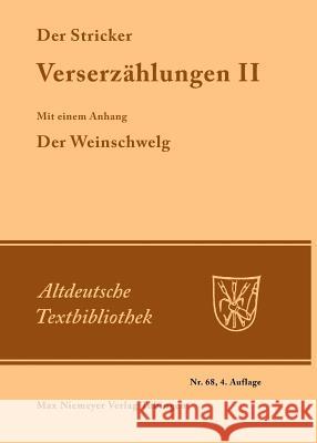 Verserzählungen II Der Stricker 9783484201682 Niemeyer, Tübingen - książka