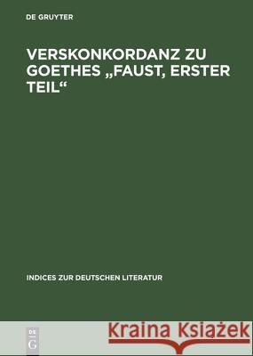 Verskonkordanz zu Goethes 'Faust Erster Teil'  9783484380189 X_Max Niemeyer Verlag - książka