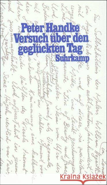 Versuch über den geglückten Tag : Ein Wintertagtraum Handke, Peter   9783518403792 Suhrkamp - książka