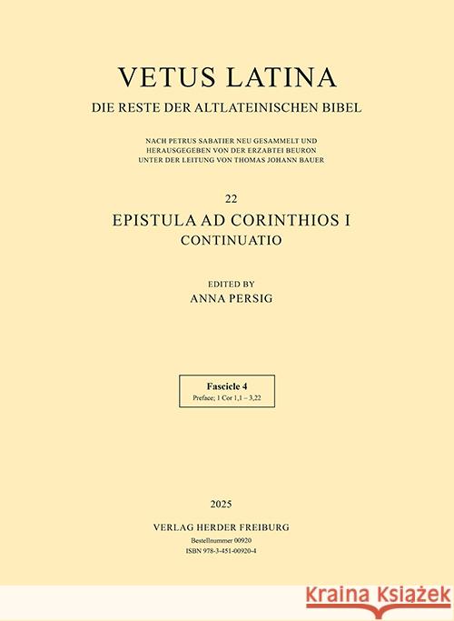 Vetus Latina - Epistula ad Corinthios I  9783451009204 Herder, Freiburg - książka