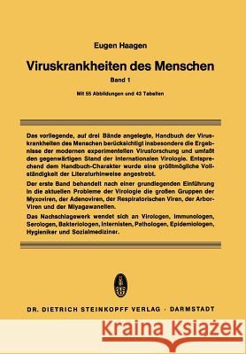 Viruskrankheiten Des Menschen: Unter Besonderer Berücksichtigung Der Experimentellen Forschungsergebnisse Haagen, Eugen 9783642489907 Steinkopff-Verlag Darmstadt - książka