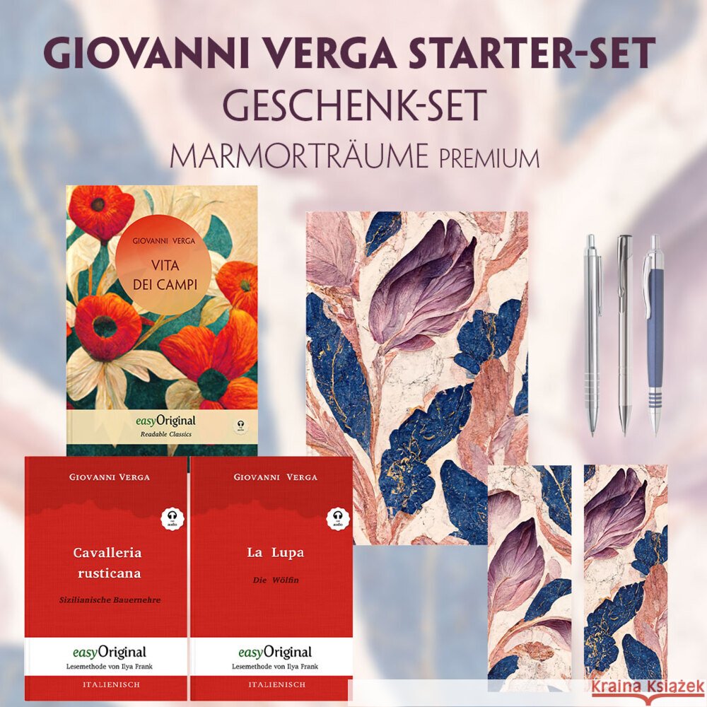 Vita dei campi Starter-Paket Geschenkset - 3 Bücher (mit Audio-Online) + Marmorträume Schreibset Premium, m. 3 Beilage, m. 3 Buch Verga, Giovanni 9783991129998 EasyOriginal - książka