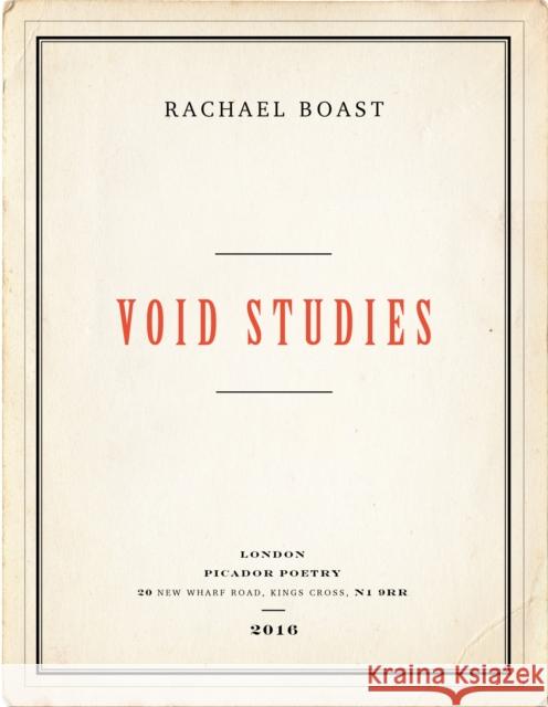 Void Studies Rachael Boast 9781509811458 Pan Macmillan - książka
