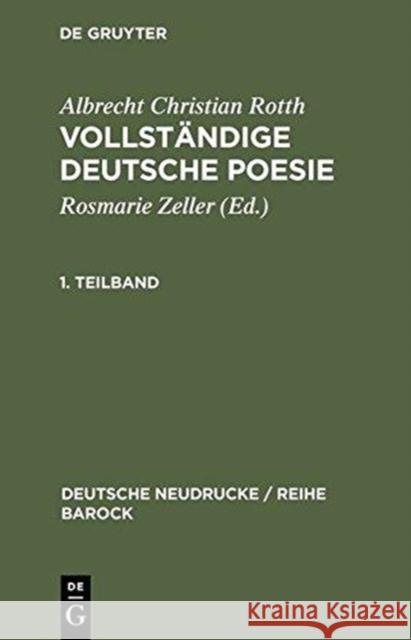 Vollständige Deutsche Poesie: 1688 Zeller, Rosmarie 9783484160415 Max Niemeyer Verlag - książka