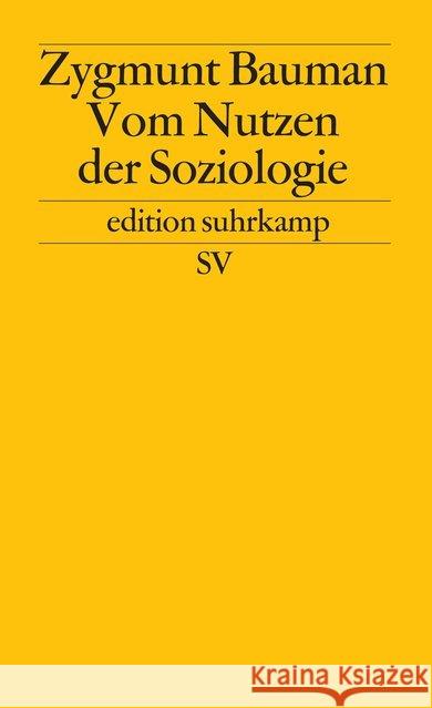 Vom Nutzen der Soziologie Bauman, Zygmunt 9783518119846 Suhrkamp - książka