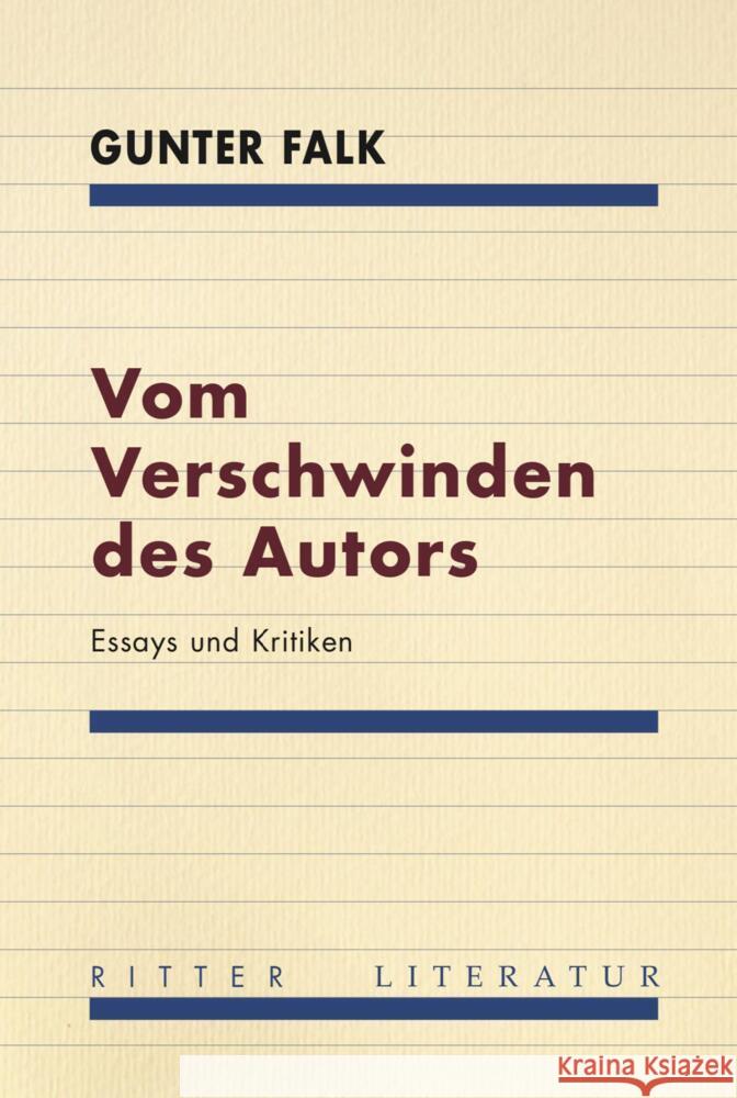 Vom Verschwinden des Autors Falk, Gunter 9783854156253 Ritter - książka