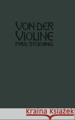 Von Der Violine Paul Stoeving 9783663008699 Vieweg+teubner Verlag - książka