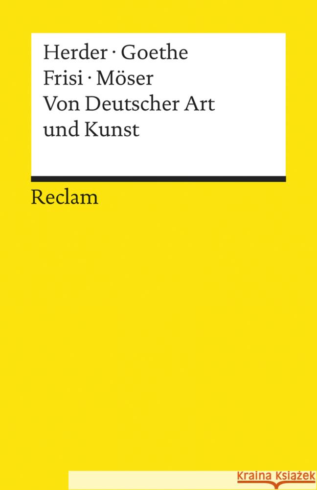 Von Deutscher Art und Kunst : Einige fliegende Blätter. Herder, Goethe, Frisi, Möser  9783150191026 Reclam, Ditzingen - książka