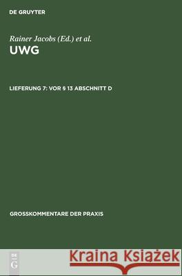 VOR § 13 Abschnitt D Rainer Jacobs, No Contributor 9783112422311 De Gruyter - książka