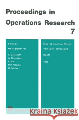 Vorträge Der Jahrestagung 1977 / Papers of the Annual Meeting 1977 Dgor Brockhoff, Klaus 9783790801941 Not Avail - książka