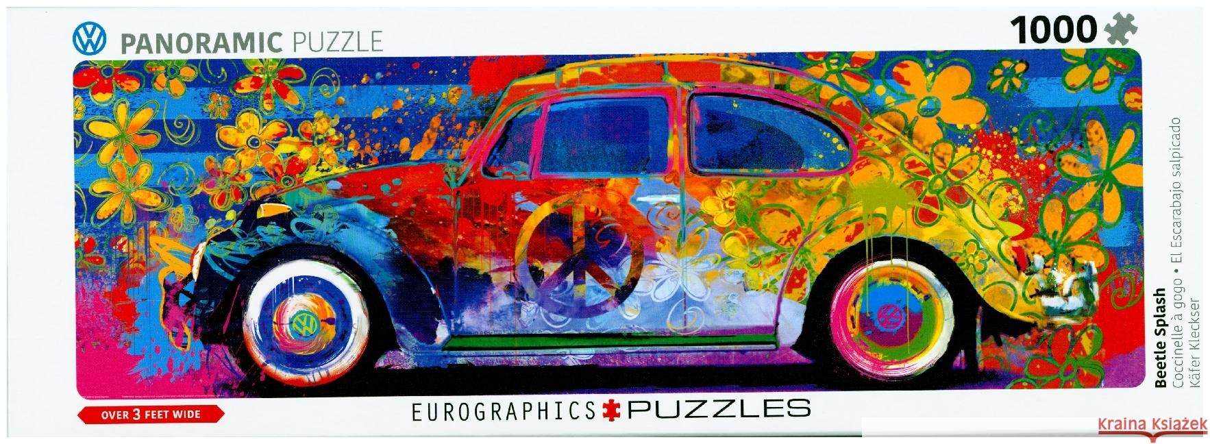 VW Beetle Splash Panoramic 1000-Piece Puzzle Eurographics 0628136654418 Eurographics - książka