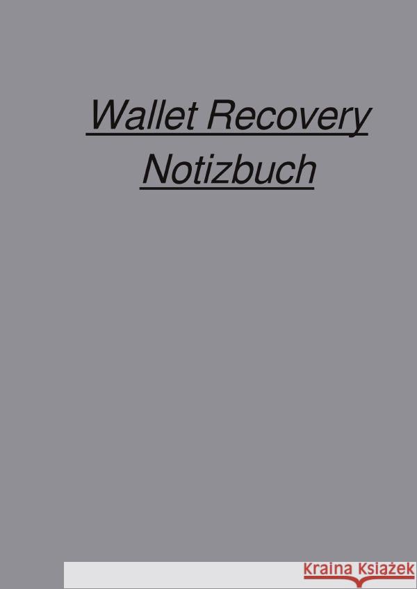 Wallet Recovery Notizbuch Falk, Peter 9783757536169 epubli - książka