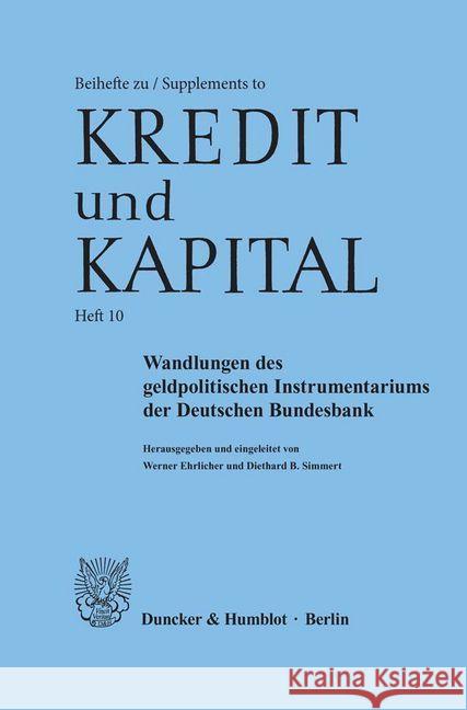 Wandlungen Des Geldpolitischen Instrumentariums Der Deutschen Bundesbank Simmert, Diethard B. 9783428064144 Duncker & Humblot - książka