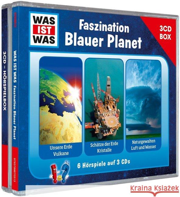 Was ist was 3-CD Hörspielbox - Faszination Blauer Planet, 3 Audio-CD : Unsere Erde: Vulkane; Schätze der Erde: Kristalle;Naturgewalten: Luft und Wasser  9783788670313 Tessloff - książka