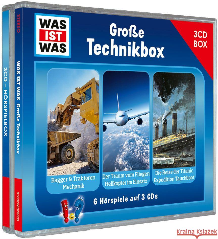 WAS IST WAS 3-CD Hörspielbox. Große Technikbox, Audio-CD  9783788670368 Tessloff Verlag Ragnar Tessloff GmbH & Co. KG - książka