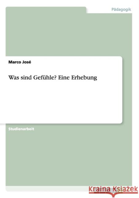 Was sind Gefühle? Eine Erhebung José, Marco 9783656571513 Grin Verlag - książka