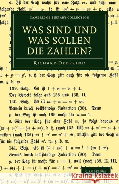 Was Sind Und Was Sollen Die Zahlen? Dedekind, Richard 9781108050388 Cambridge University Press - książka