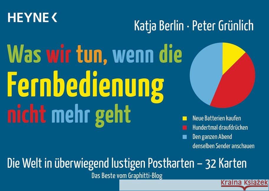 Was wir tun, wenn die Fernbedienung nicht mehr geht : Die Welt in überwiegend lustigen Postkarten - 32 Karten - Das Beste vom Graphitti-Blog Berlin, Katja, Grünlich, Peter 4250940100001 Heyne - książka