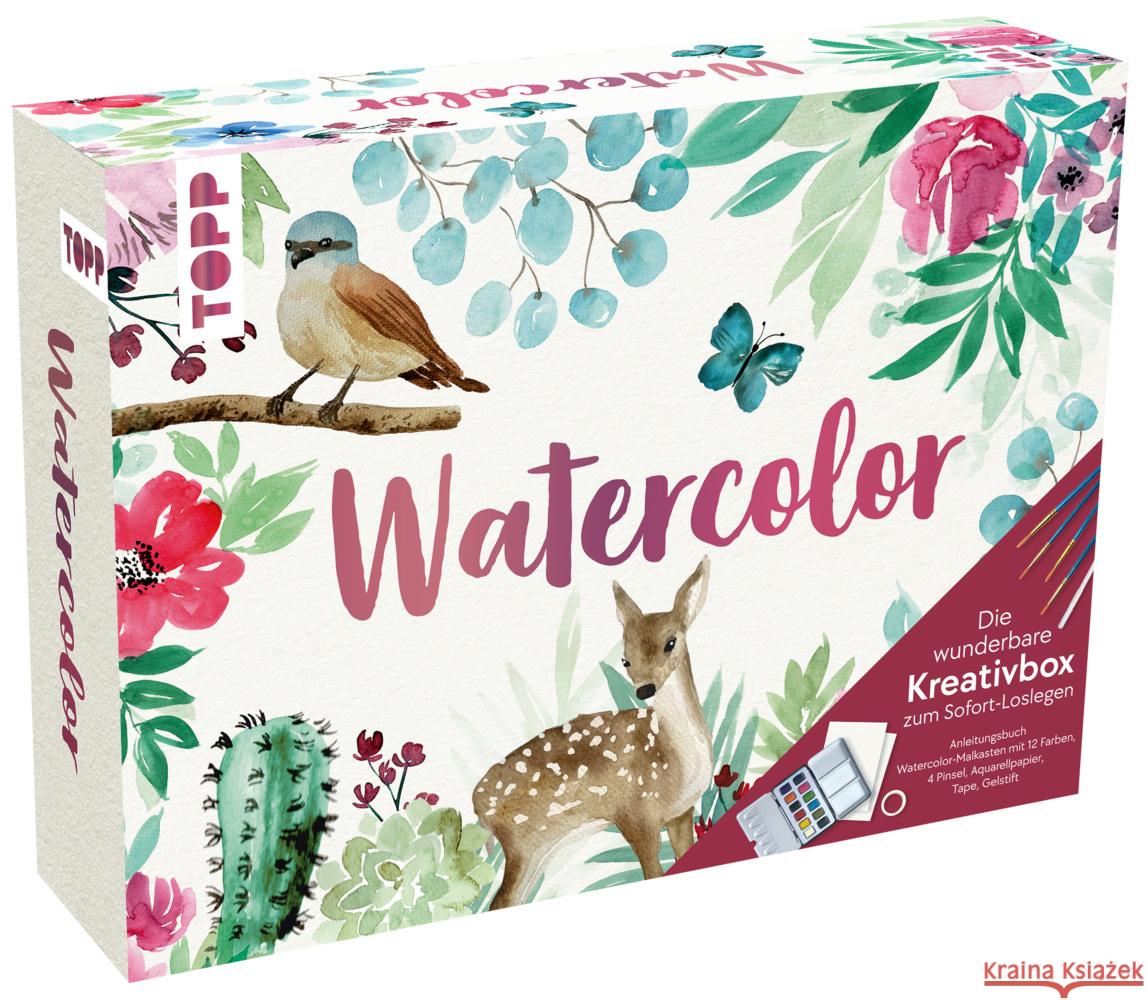 Watercolor - Die wunderbare Kreativbox. Mit Anleitungsbuch und Material Stapff, Christin 4007742184704 Frech - książka