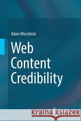 Web Content Credibility Adam Wierzbicki 9783030085421 Springer - książka