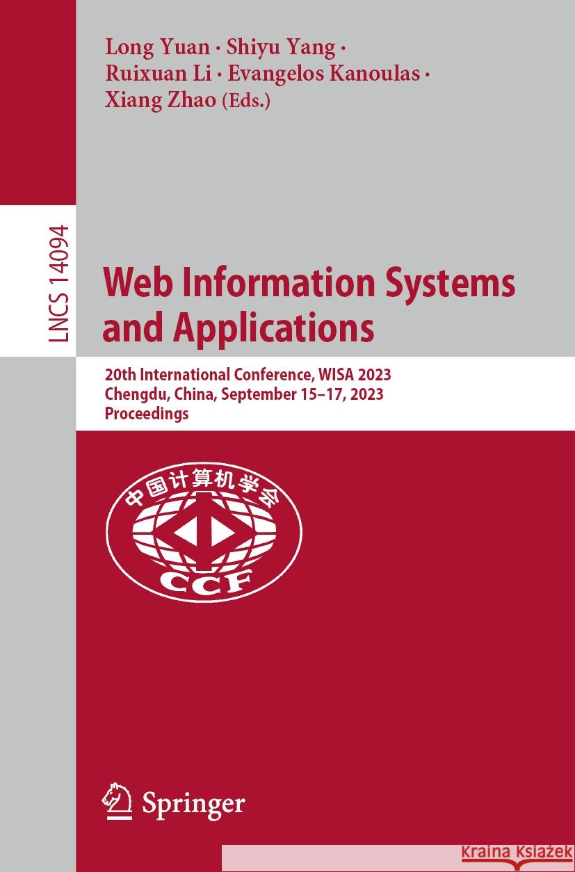 Web Information Systems and Applications  9789819962211 Springer Nature Singapore - książka