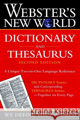 Webster's New World Dictionary and Thesaurus, 2nd Edition (Paper Edition) Webster's New World Dictionary           Charlton Laird Editors of Webster's New World Dictionar 9780764565458 MacMillan Reference Books - książka