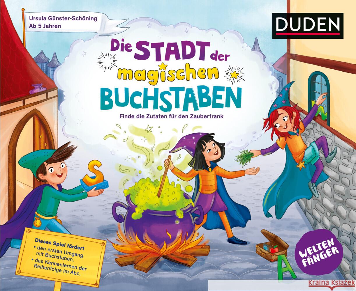 Weltenfänger: Die Stadt der magischen Buchstaben (Kinderspiel) Günster-Schöning, Ursula 9783411702749 Duden - książka