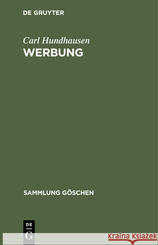 Werbung: Grundlagen Carl Hundhausen 9783112309438 de Gruyter - książka