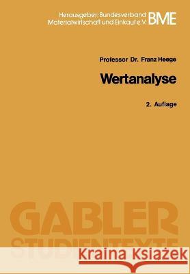 Wertanalyse Franz Heege 9783409026369 Gabler Verlag - książka