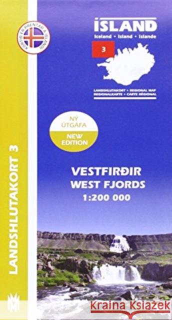 West Fjords Iceland Map 1: 200 000: Regional map 3  9789979333784 Mal Og Menning,Iceland - książka