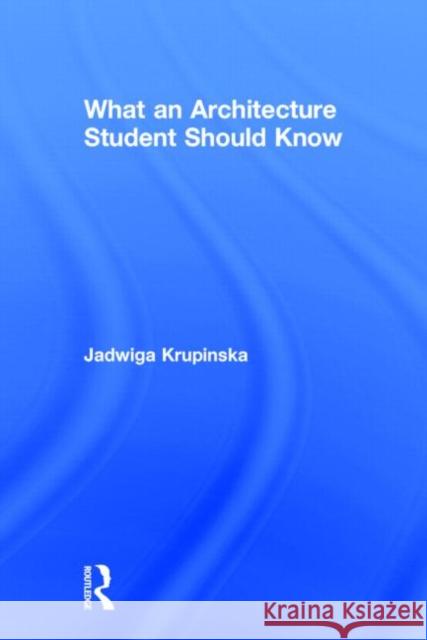 What an Architecture Student Should Know Jadwiga Krupinska 9780415702324 Routledge - książka