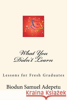 What You Didn't Learn MR Biodun Samuel Adepetu 9781512382129 Createspace - książka