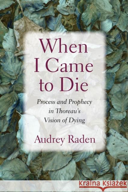 When I Came to Die: Process and Prophecy in Thoreau's Vision of Dying Audrey Raden 9781625342409 University of Massachusetts Press - książka