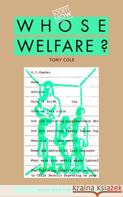Whose Welfare Tony Cole 9780422602204 Routledge - książka