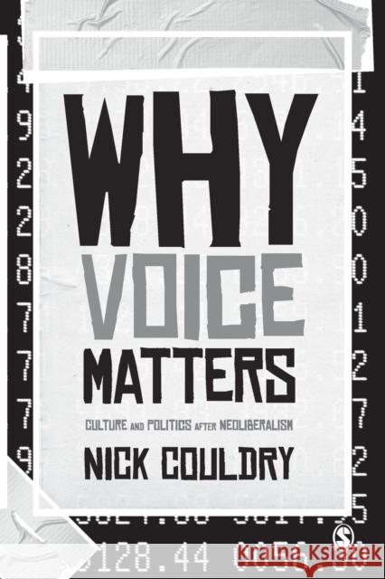 Why Voice Matters Couldry, Nick 9781848606623  - książka