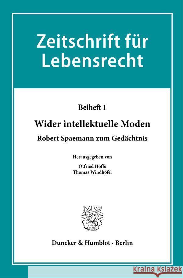Wider intellektuelle Moden  9783428185153 Duncker & Humblot - książka