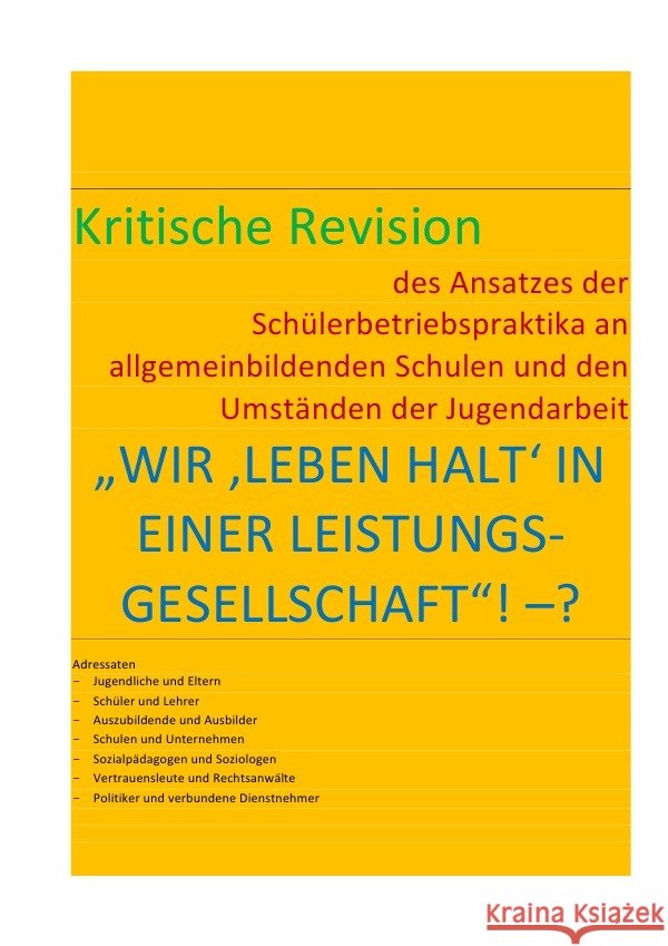 WIR 'LEBEN HALT' IN EINER LEISTUNGS-GESELLSCHAFT