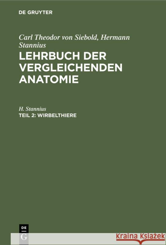 Wirbelthiere H Stannius 9783111077208 De Gruyter - książka