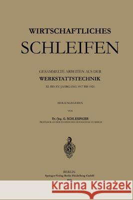 Wirtschaftliches Schleifen  9783662227558 Springer - książka
