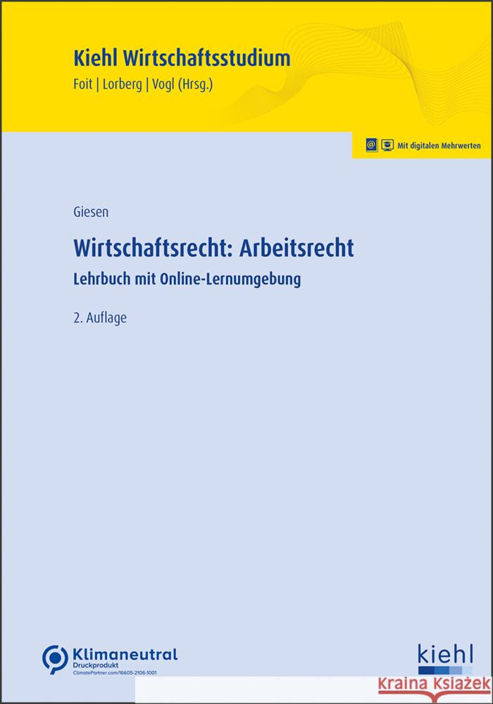 Wirtschaftsrecht: Arbeitsrecht Giesen, Tom 9783470666327 Kiehl - książka